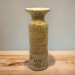 Beige Speckled Stoneware Pottery Flower Vase